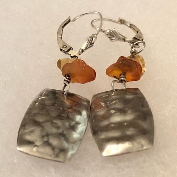Rare Vintage Silpada Sterling Silver Citrine and Carnelian Stone Earrings W0887 - Picture 11 of 16